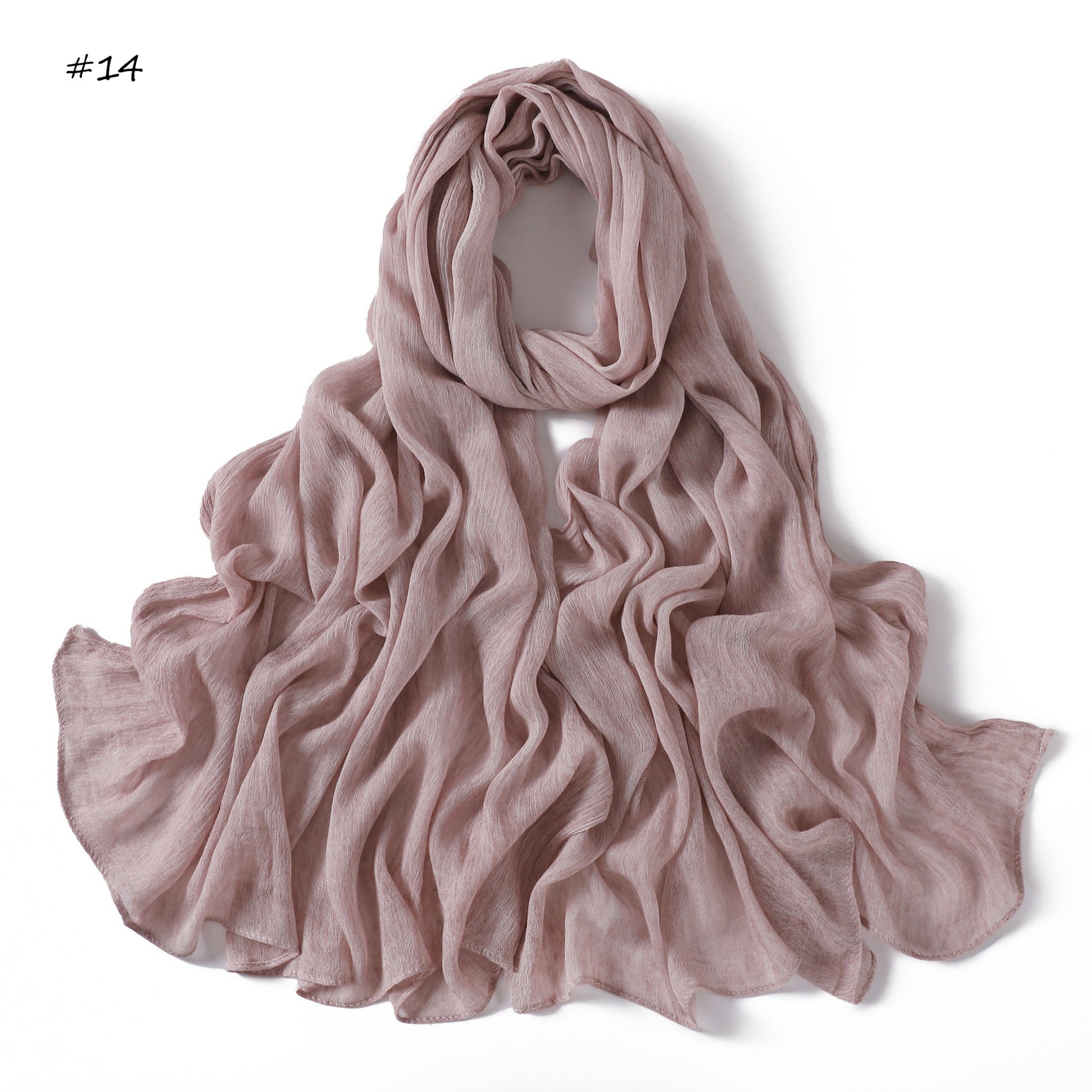 YZ322  Plain Washed-Dye Modal Crinkle Rolled-Edge Hijab