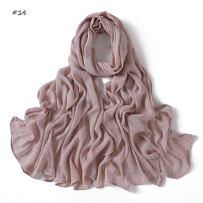 YZ322  Plain Washed-Dye Modal Crinkle Rolled-Edge Hijab