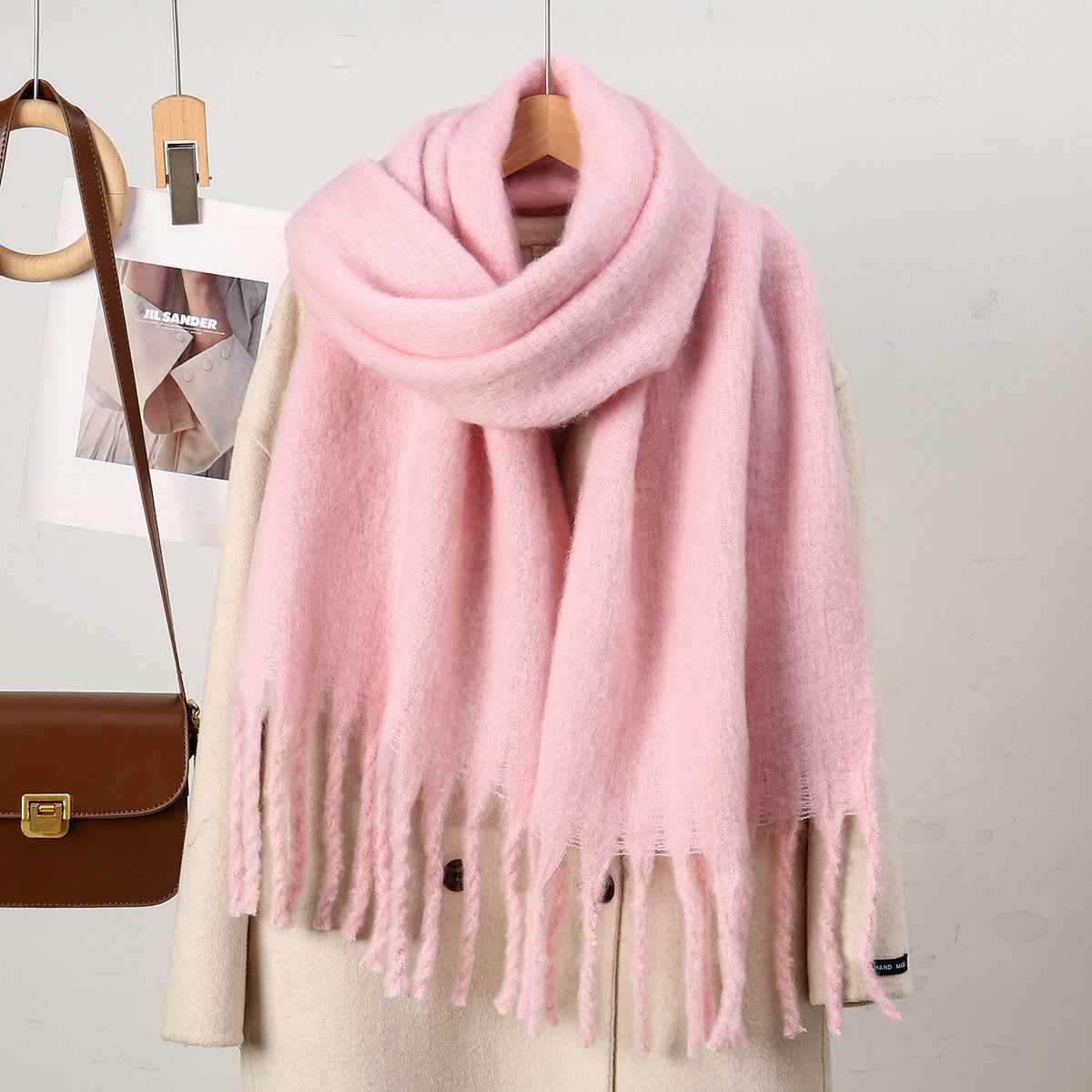 DJ004  Winter Warm Scarf - Plain & Elegant Tassels