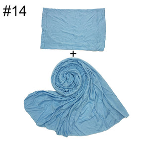 ND472  50*170cm  Small Size Plain Cotton Mercerized Cotton Soft Hijab with Undercap Set