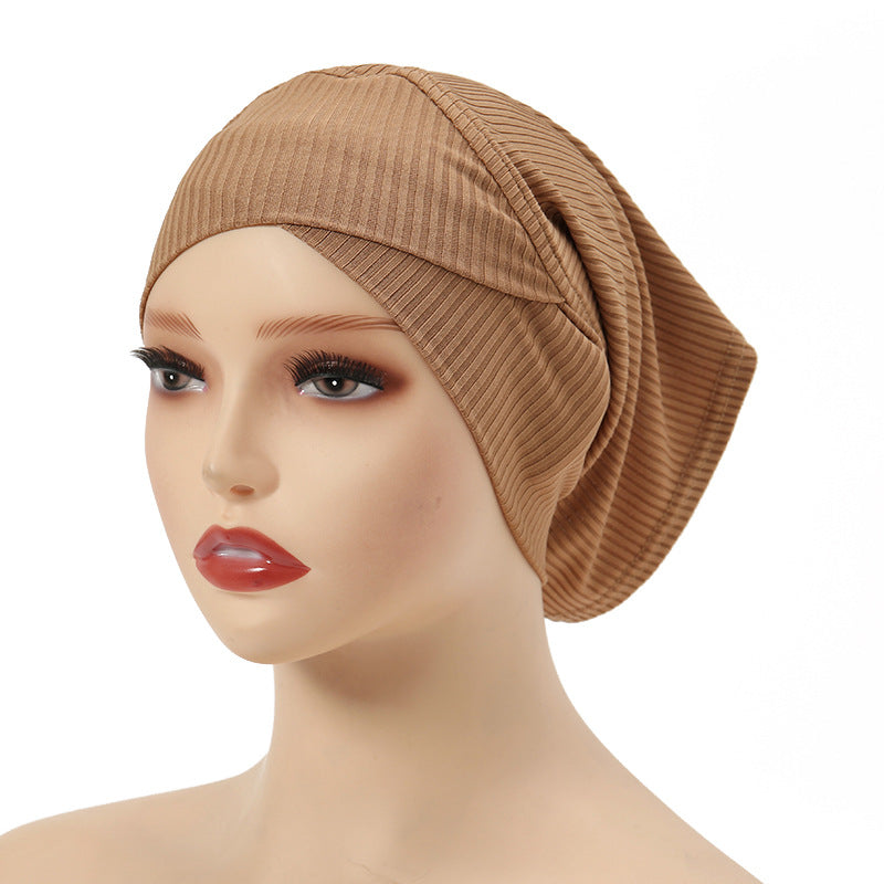 MSL028 Fashion bottom hat threaded cotton solid color headscarf