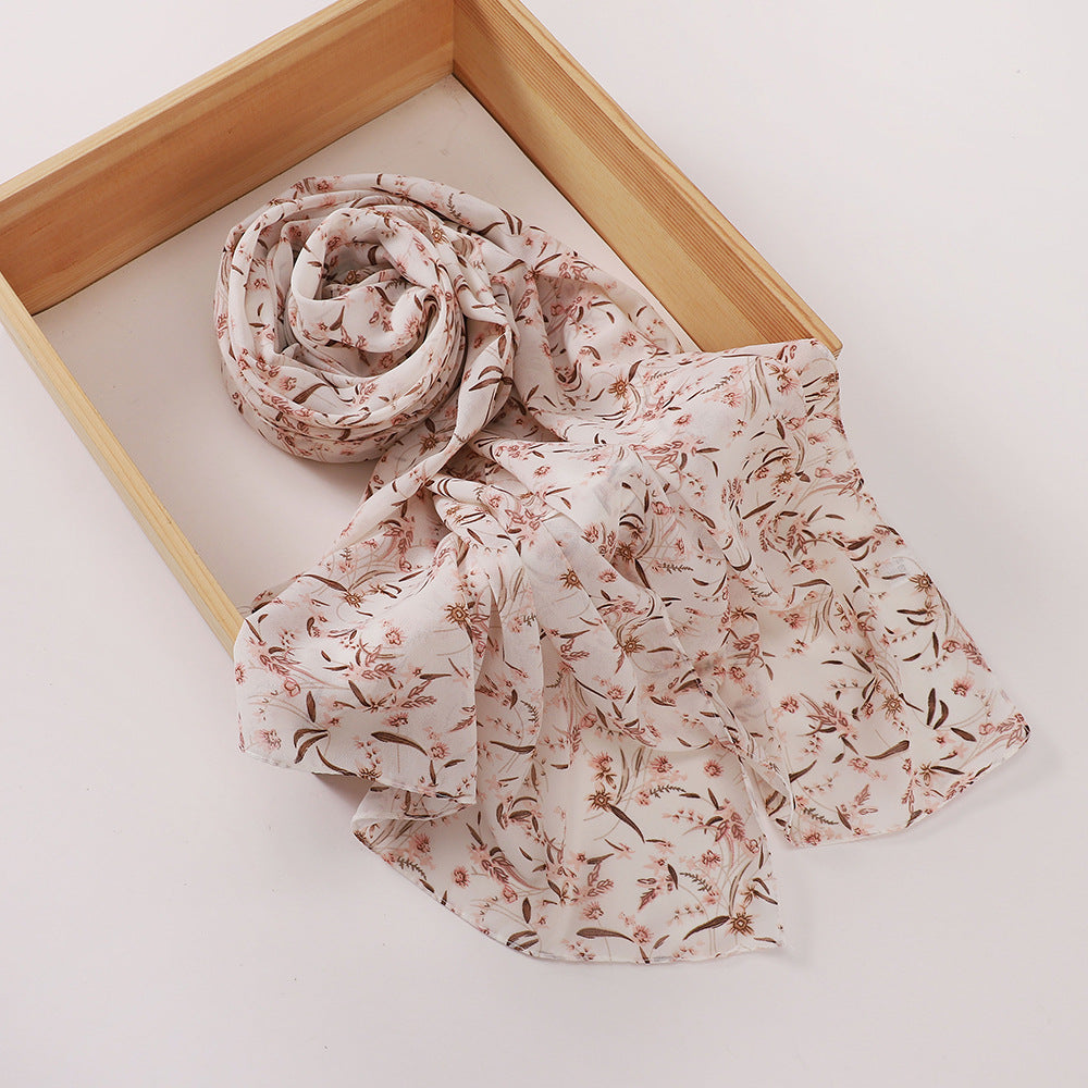 MSL358  Rose flower print hijab (MOQ:2 pieces)