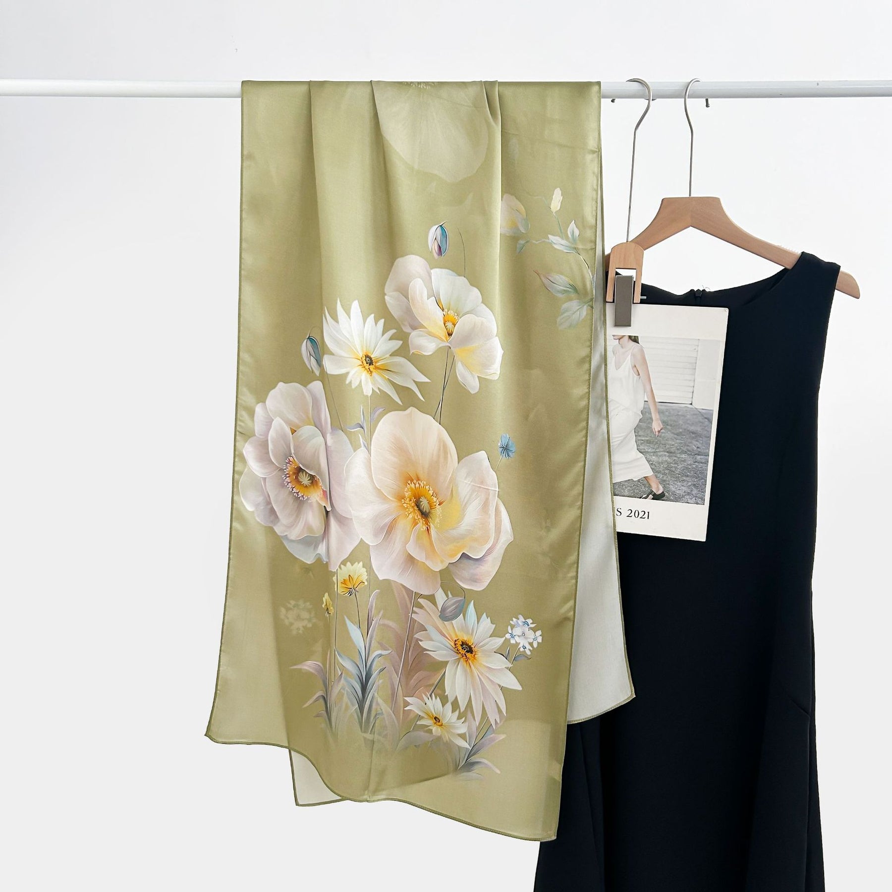 FSHHE  Elegant Versatile 100% Mulberry Silk Printed Scarf