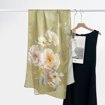 FSHHE  Elegant Versatile 100% Mulberry Silk Printed Scarf