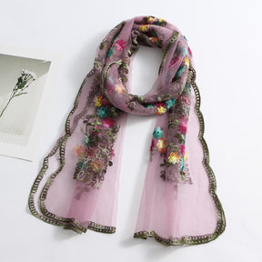 VE154  Nylon Embroidered Breathable Lightweight Hijab