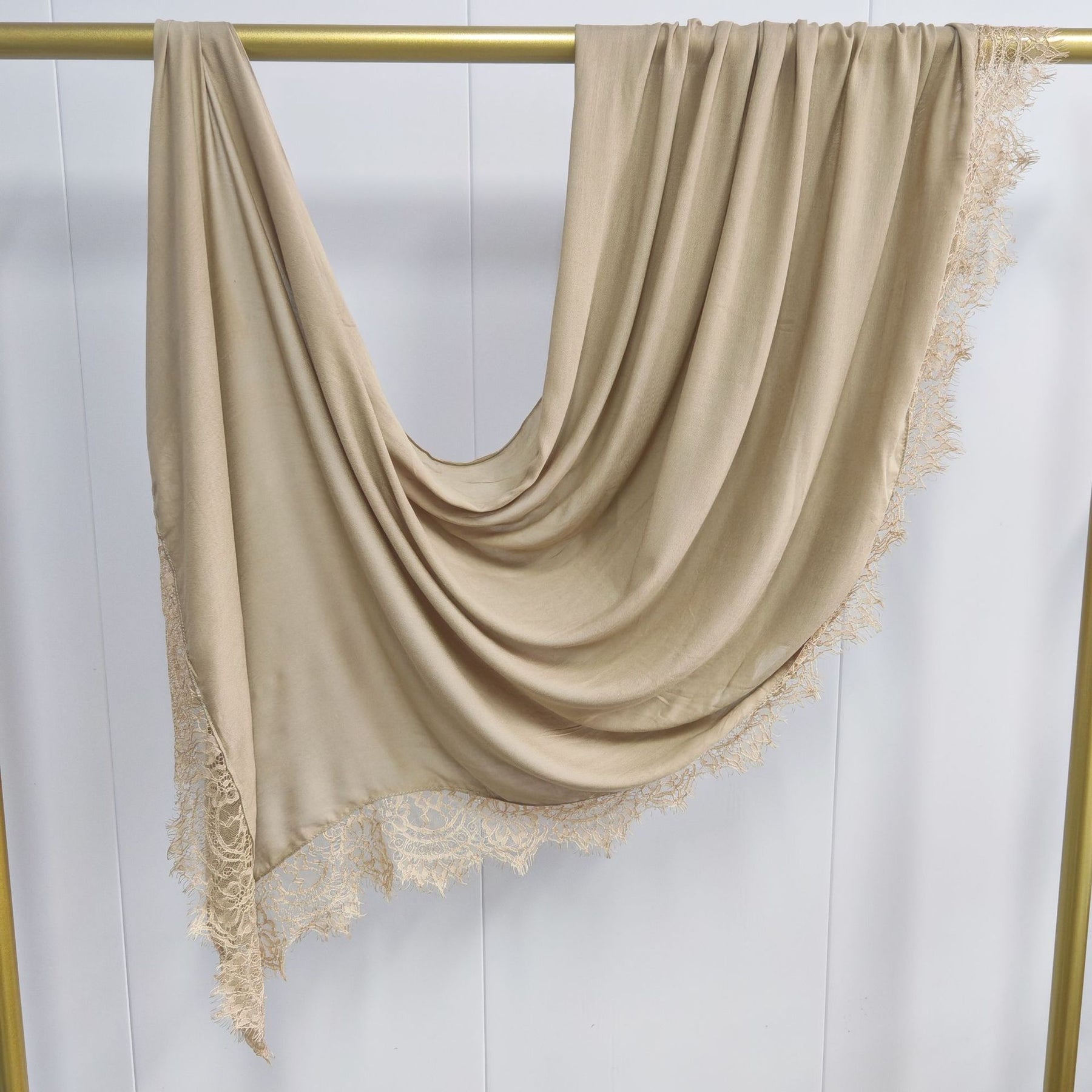 WJ079  Plain Modal Hijab with Lace Trim