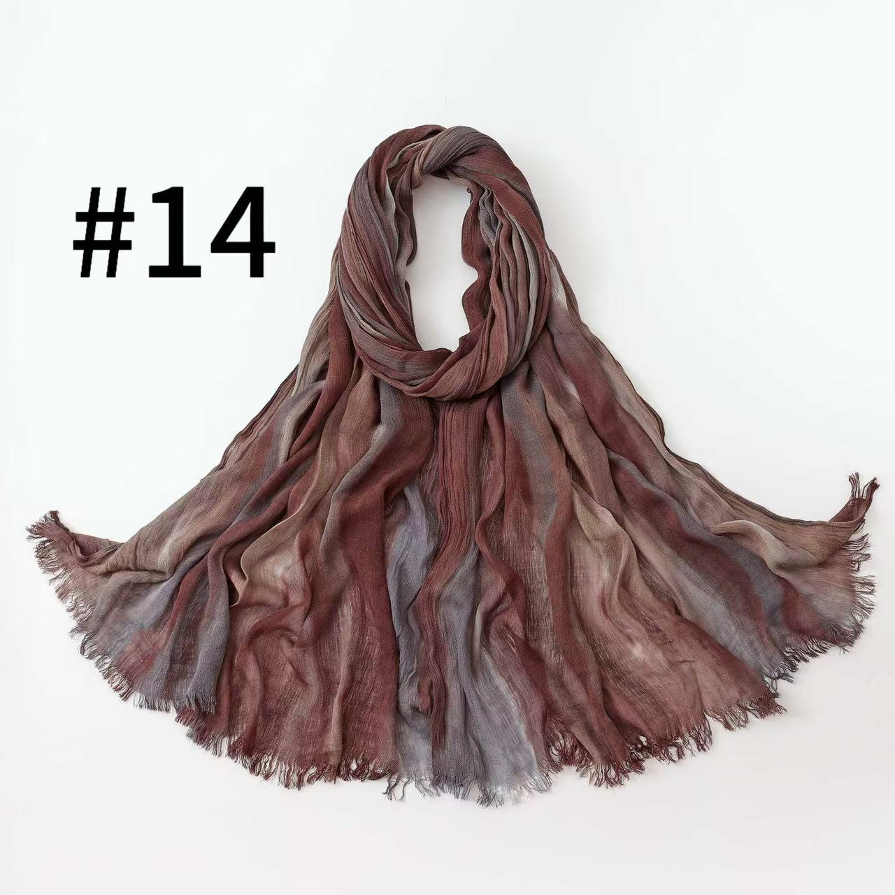 WJA485  Gradient Tie-Dye Autumn/Winter Crinkled Hijab