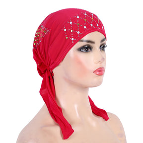 H089 plain hot stamping diamond hijab turban hat