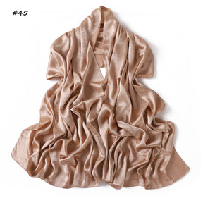 YZ325  Plain Hotfix Rhinestone Crinkled Satin Hijab