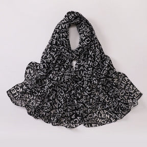 W-0022  Ditsy Floral Printed Pearl Chiffon Hijab