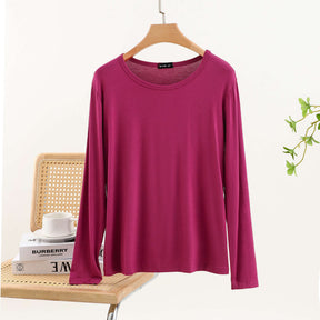 JC001  Crew Neck Modal Long Sleeve Loose Stretch Top