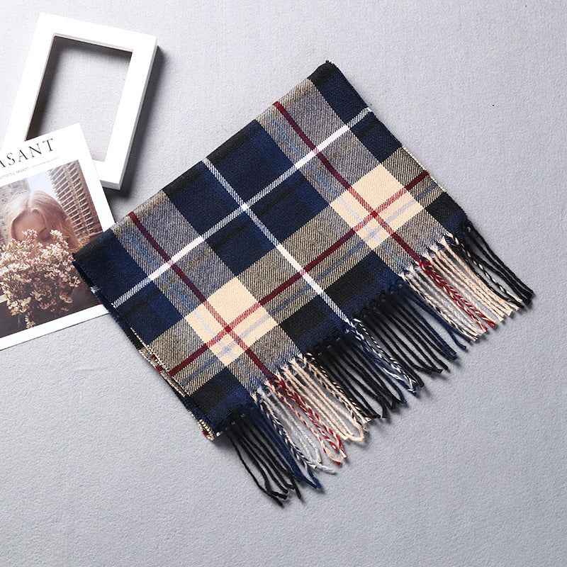 TL-32  Fashion Plaid Faux Cashmere Scarf