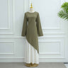 Army Green Top + White Skirt