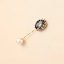 55646  Crystal Brooch with Colorful Zircon Gemstones, Long Pin