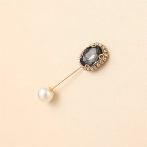 55646  Crystal Brooch with Colorful Zircon Gemstones, Long Pin