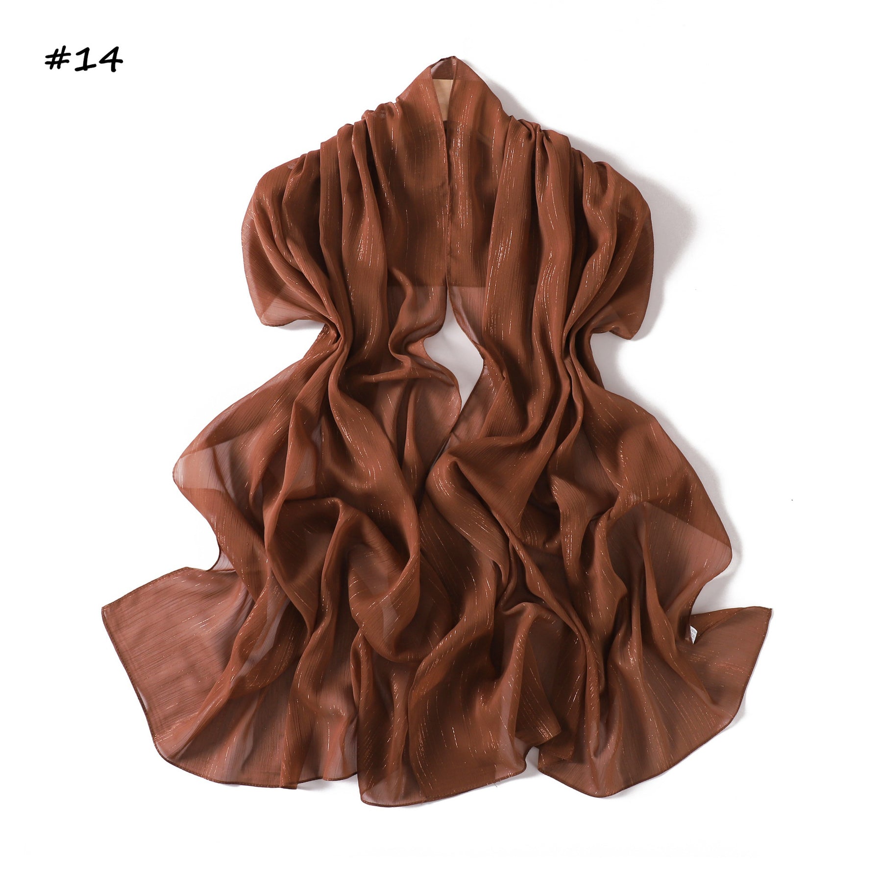 YZ375  Plain Silver Thread Crinkled Chiffon Hijab