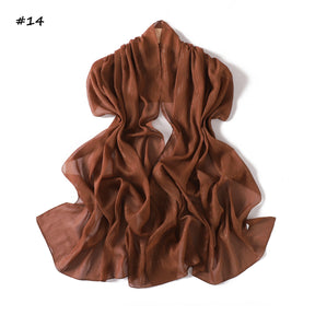 YZ375  Plain Silver Thread Crinkled Chiffon Hijab