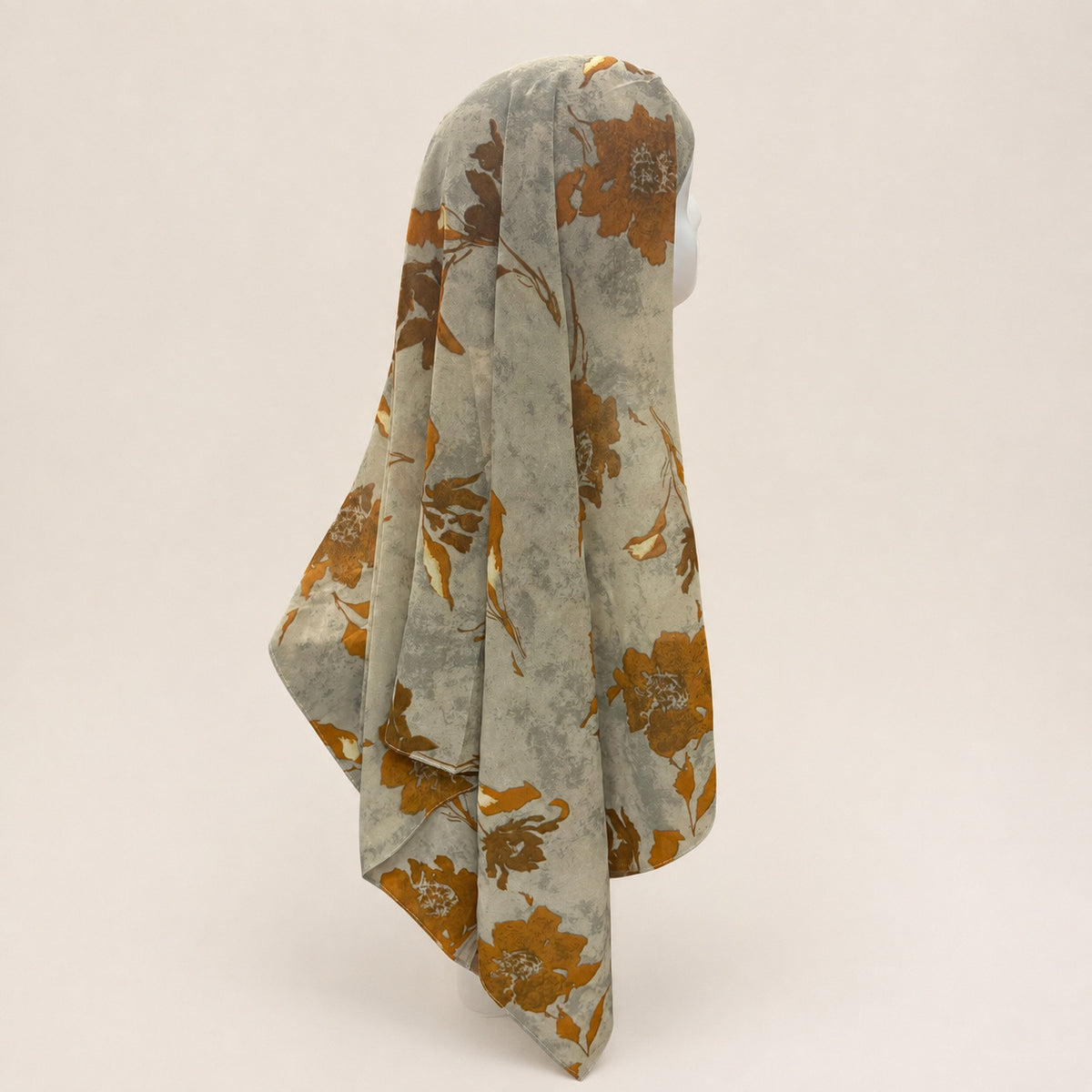 JBXF000  Printed Chiffon Hijab + Attached Tie Back Cap