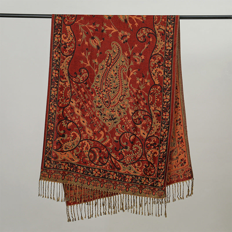 MY09 High quality ethnic style cashew jacquard scarf