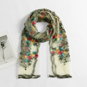 VE154  Nylon Embroidered Breathable Lightweight Hijab