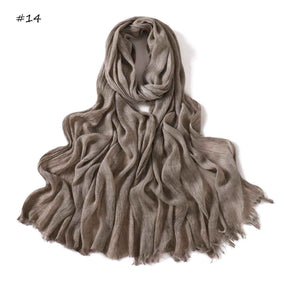 YZ310  Dirt-Washed Crinkled hijab with Raw Edge