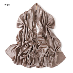 YZ325  Plain Hotfix Rhinestone Crinkled Satin Hijab
