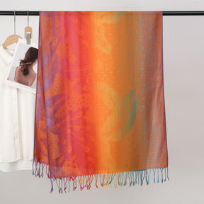 YF0438  Colorful Jacquard Soft Polyester Tassel Long Scarf