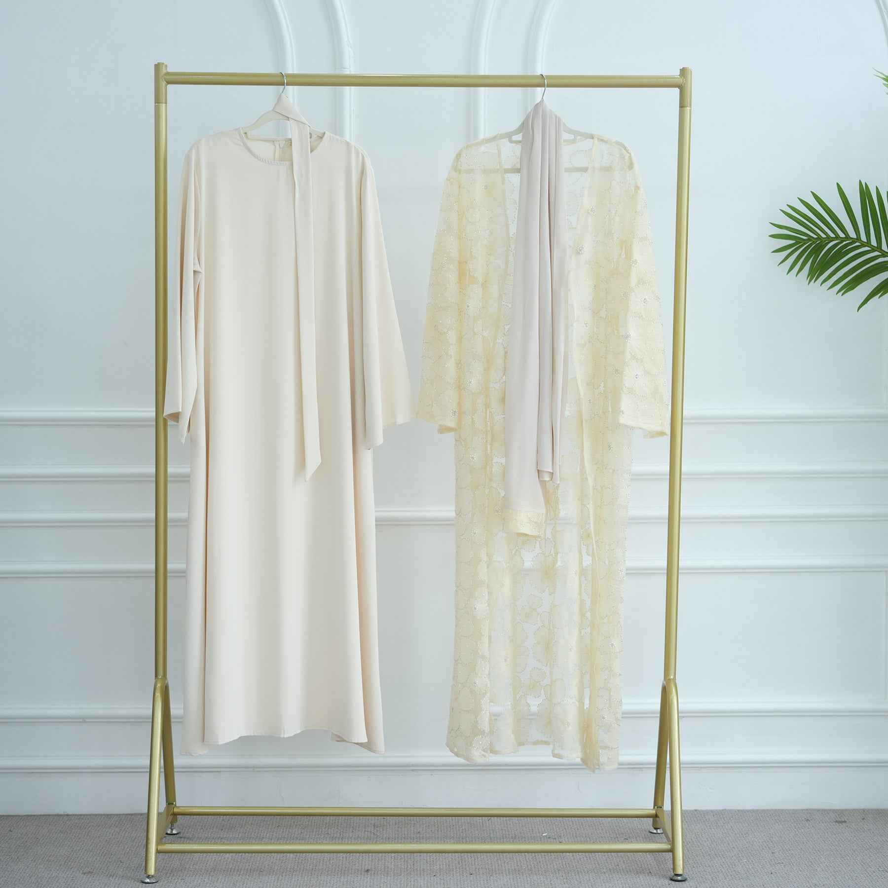 LR1069  3D Floral Beaded Cardigan Abaya