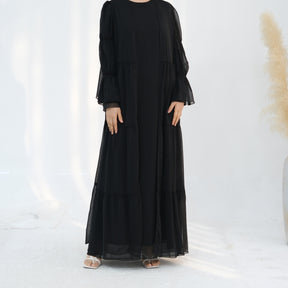 LR866+LR867   (abaya + hijab + underwear)Elegant Cardigan abaya