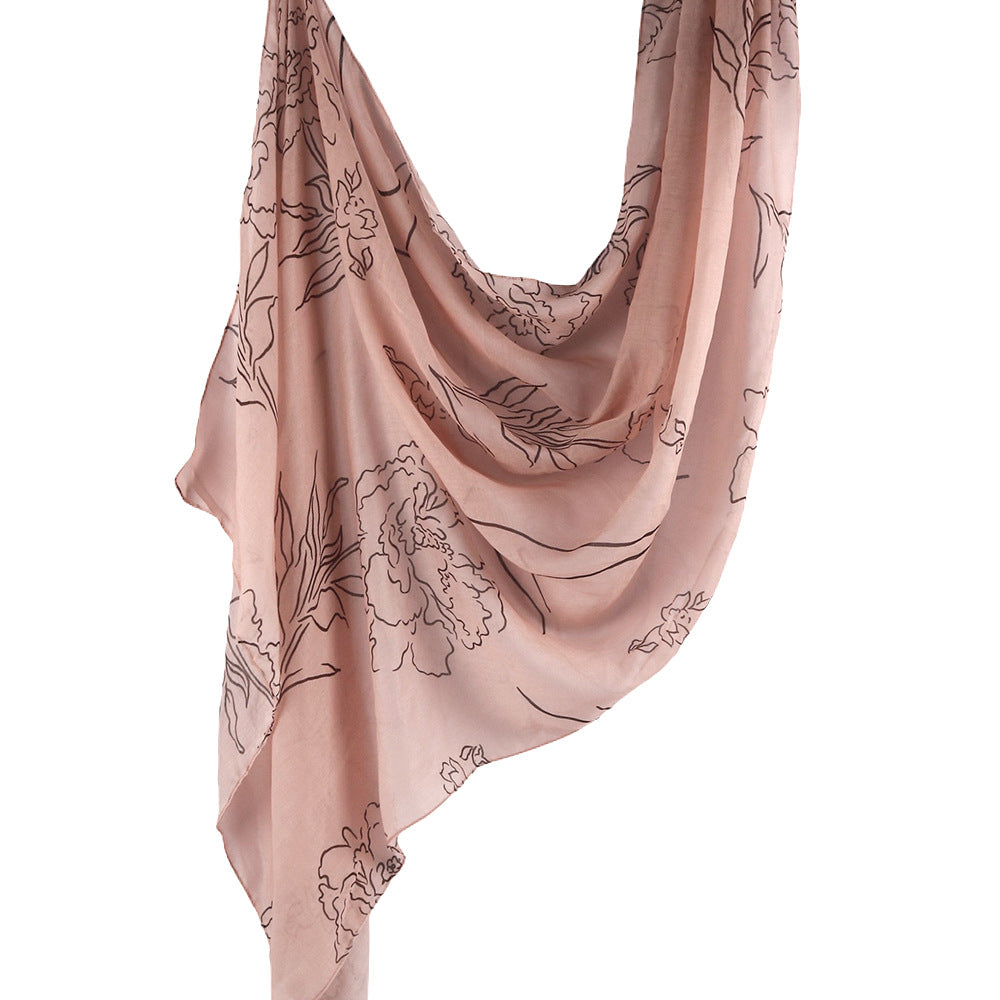 WJ001  Printed Tie-Dye Polyester Long Hijab