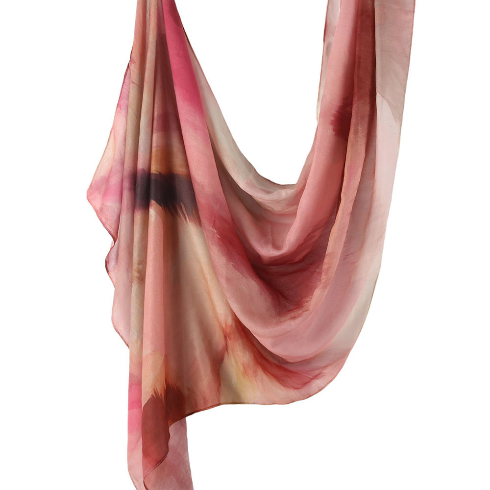 WJ001  Printed Tie-Dye Polyester Long Hijab