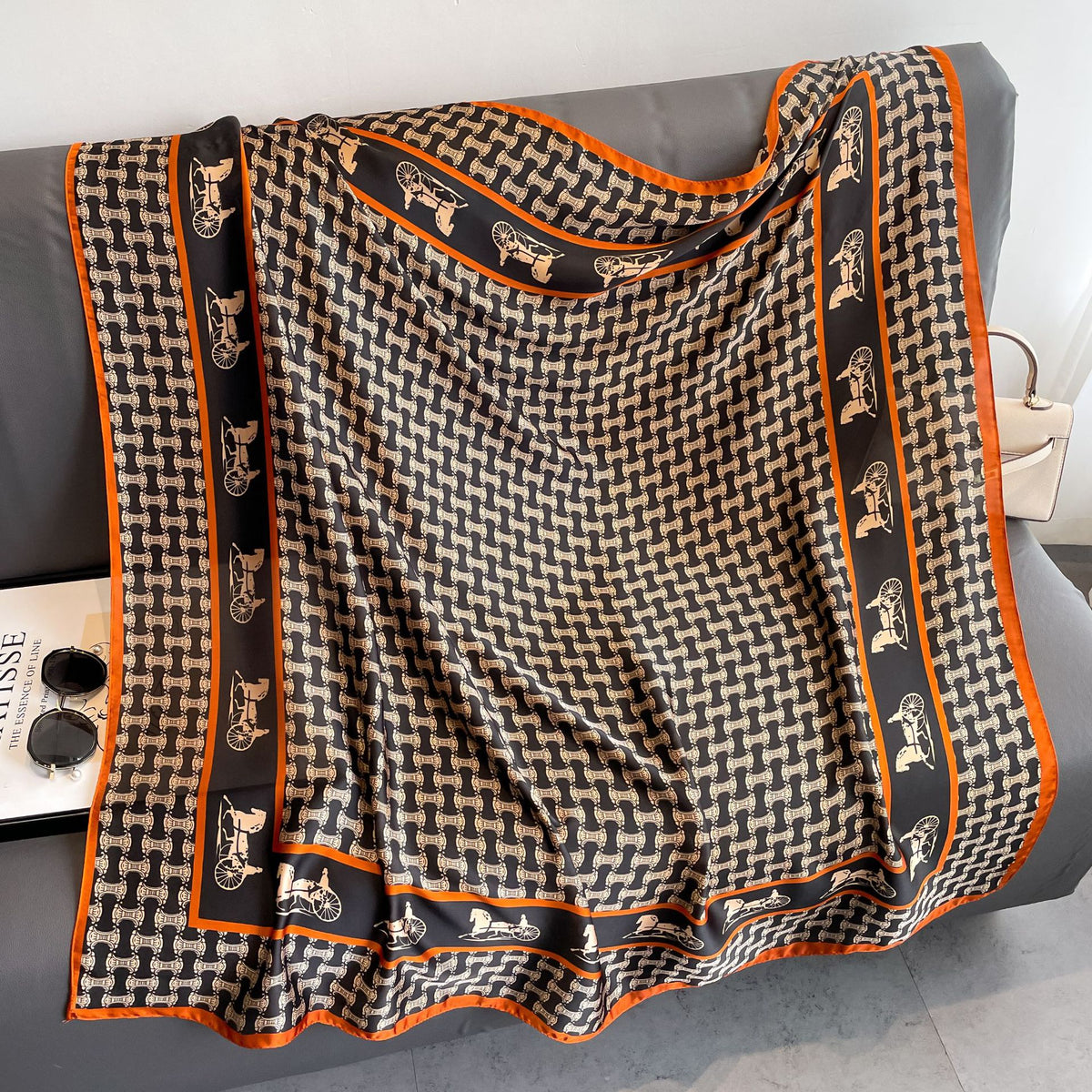 S11001  110*110 cm Printed Silk-Look Large Square Scarf