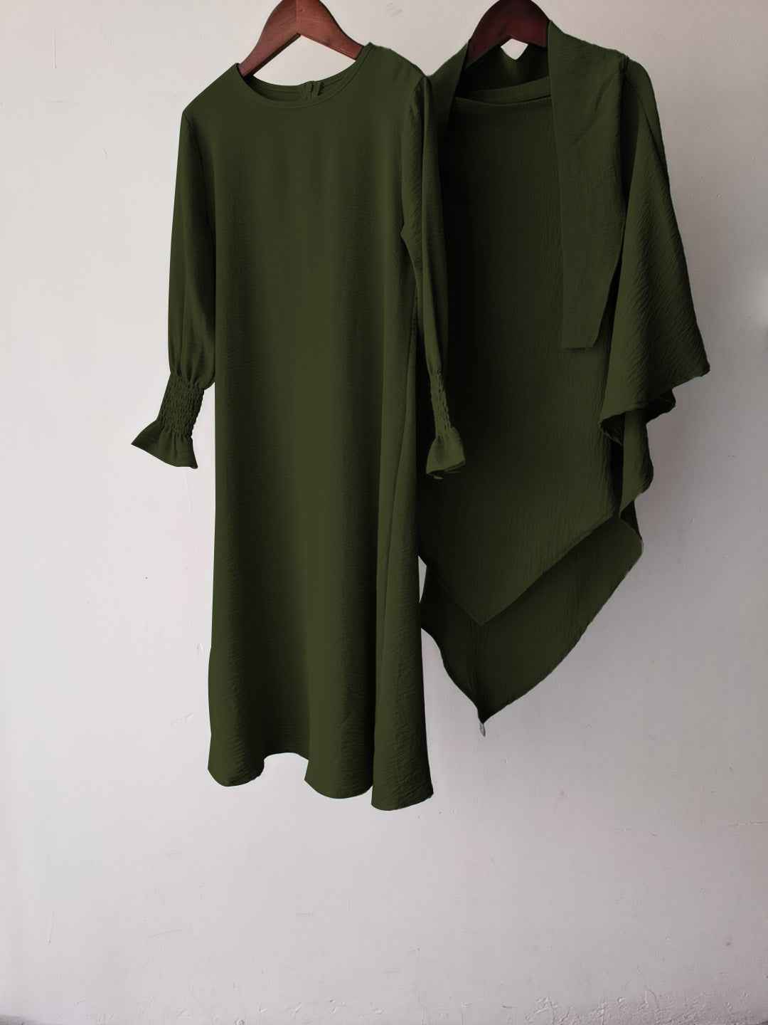 23591 Children's Solid Color Ruffle Dress & Shawl Set