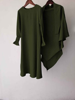 23591 Children's Solid Color Ruffle Dress & Shawl Set