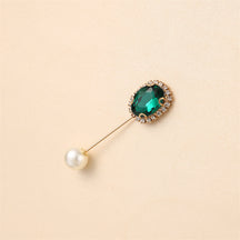 55646  Crystal Brooch with Colorful Zircon Gemstones, Long Pin