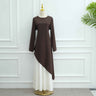 Coffee Brown Top + White Skirt