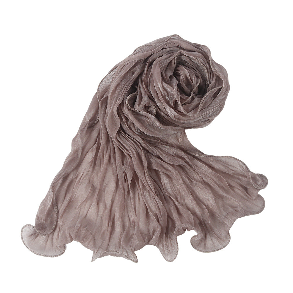 WJ090  Plain breathable bright silk bubble crepe hijab