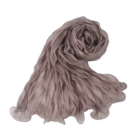 WJ090  Plain breathable bright silk bubble crepe hijab