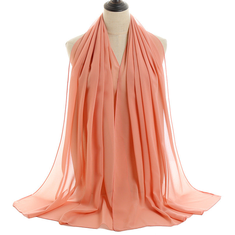 YW016  Plain pearl chiffon hijab