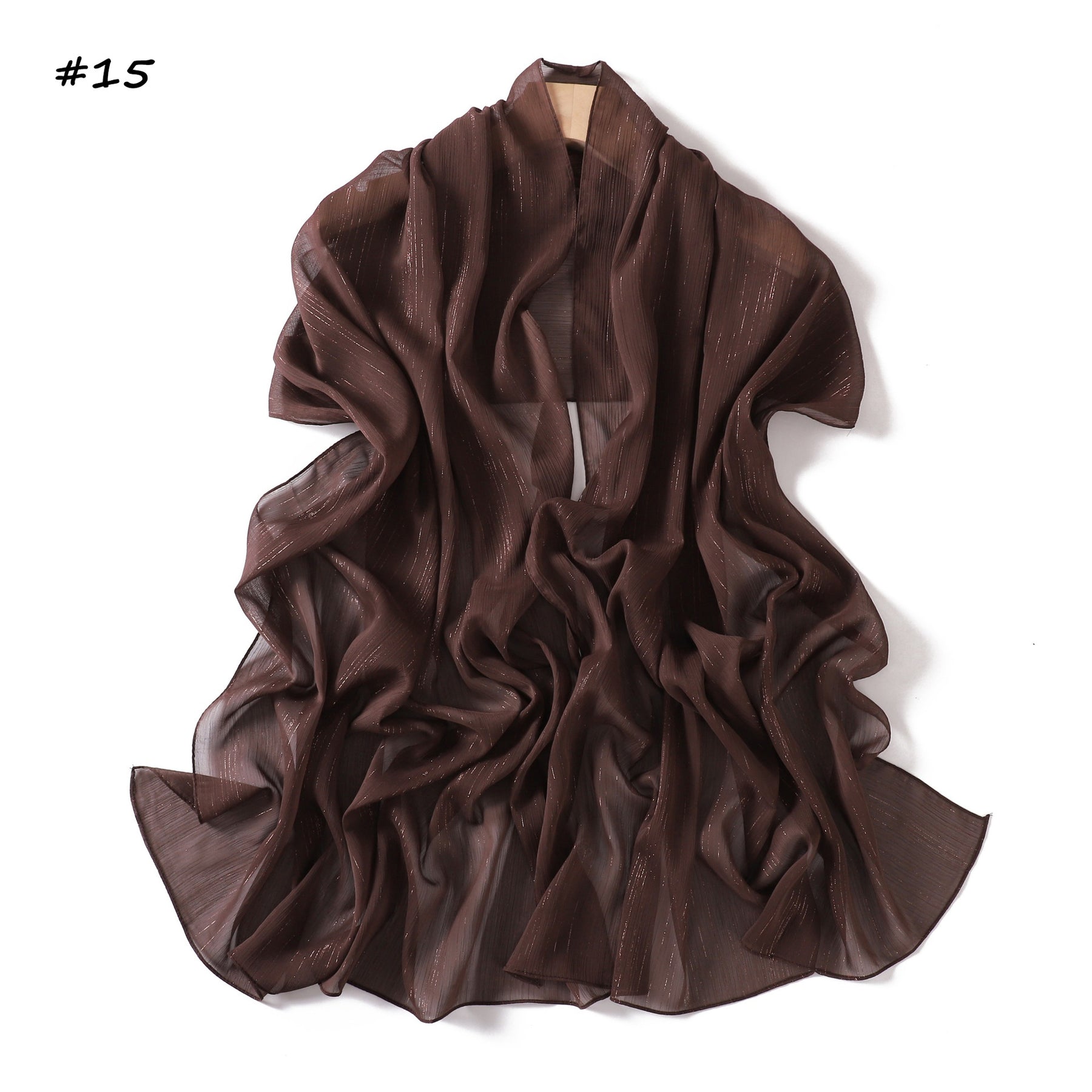 YZ375  Plain Silver Thread Crinkled Chiffon Hijab