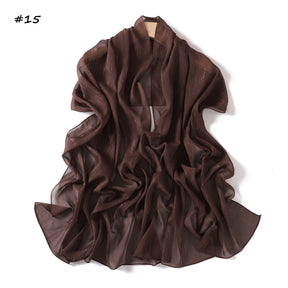 YZ375  Plain Silver Thread Crinkled Chiffon Hijab