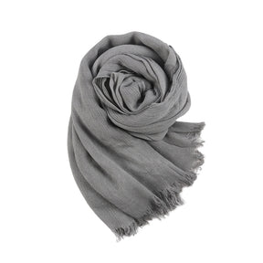 WJ070  Crinkled Rayon Scarf, Finished with Side Fringe