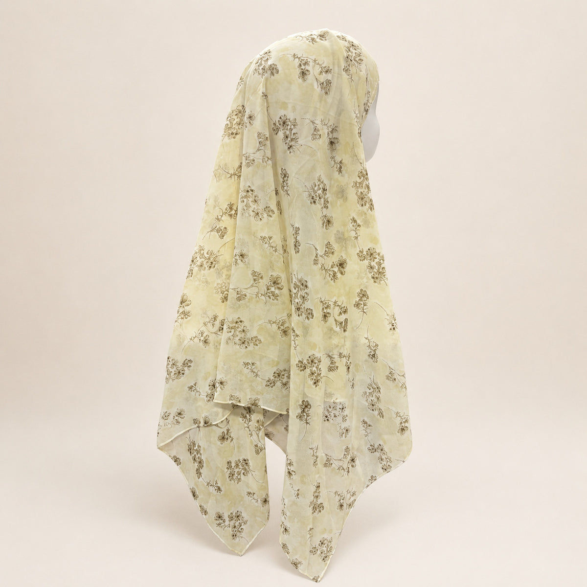 JBXF000  Printed Chiffon Hijab + Attached Tie Back Cap