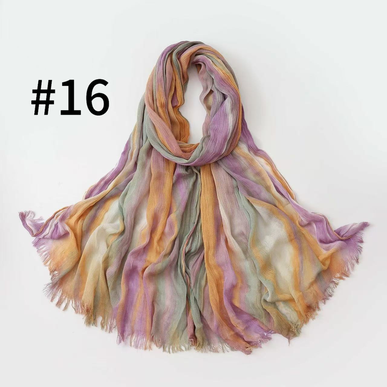 WJA485  Gradient Tie-Dye Autumn/Winter Crinkled Hijab