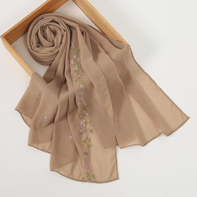 VE122  High-Quality Plain Elastic Chiffon Hijab with Embroidery