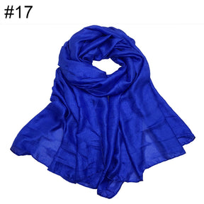 ND479 Linen Solid Color Faux Silk Soft Turban Shawl Scarf