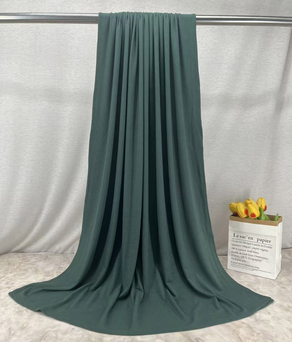 HY017  Plain Bamboo Fiber Ribbed Jersey Hijab