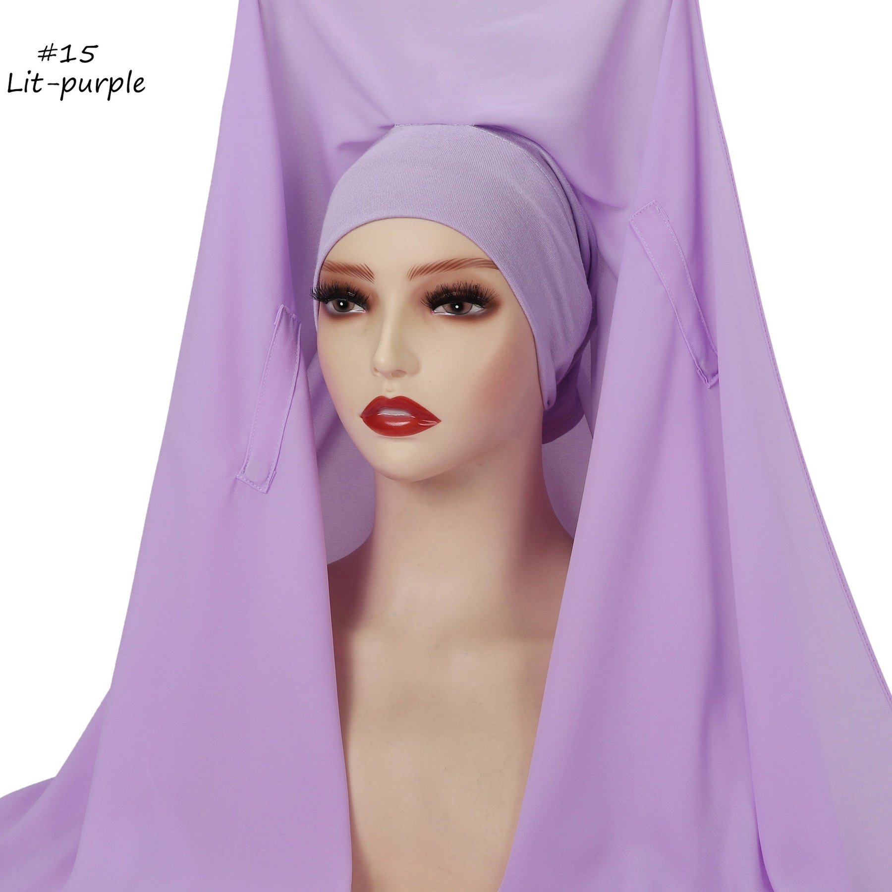 YZ316  Plain Silky Thick Chiffon Hijab with Built-in Magnetic Buckle and Matching Undercap