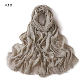 YZ310  Dirt-Washed Crinkled hijab with Raw Edge