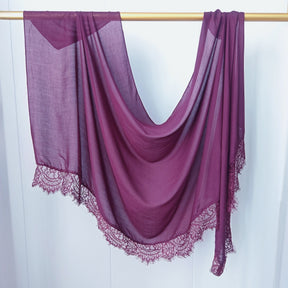 WJ079 Plain Cotton Lace Trim Modal Hijab